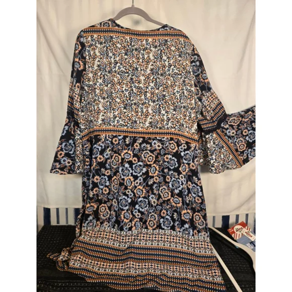 Women's WESTPORT 1962 Long Sleeve Dress 2X Black Orange Floral - Picture 9 of 11